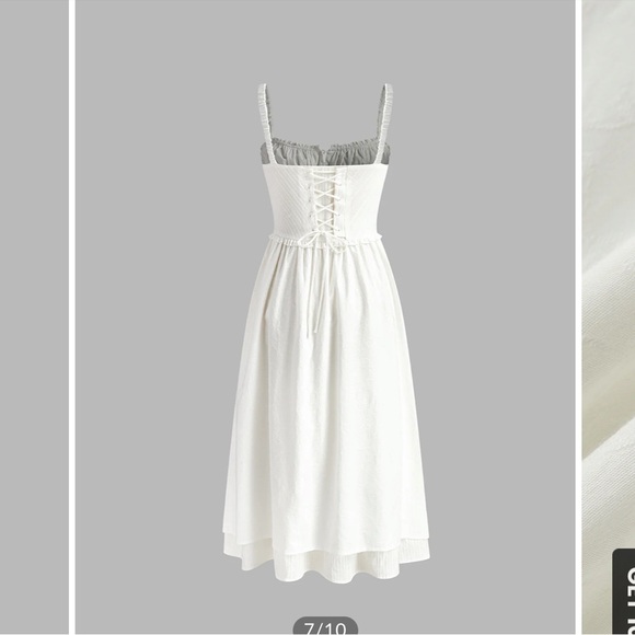 Commense White Ruffle Hem Cami Plain Midi Dress - Picture 2 of 4